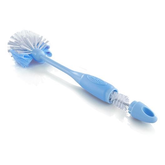 Aqua Nuby Soft Non-Scratch Silicone Bristle Bottle & Nipple Brush with Looped Handle 
